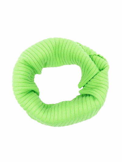Diesel Kids' Ribbed Wool-cotton Snood In Green