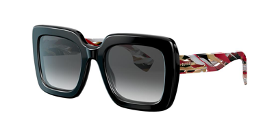 Burberry Polarized Grey Gradient Square Ladies Sunglasses Be4284 3803t3 52 In Black,grey