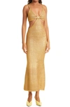 Cult Gaia Serita Cut-out Knit Maxi Dress In Gold
