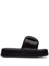 Miu Miu Padded Leather Sandals In Schwarz
