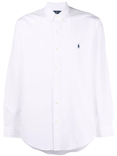 Polo Ralph Lauren Polo Pony-embroidered Long-sleeve Shirt In Weiss