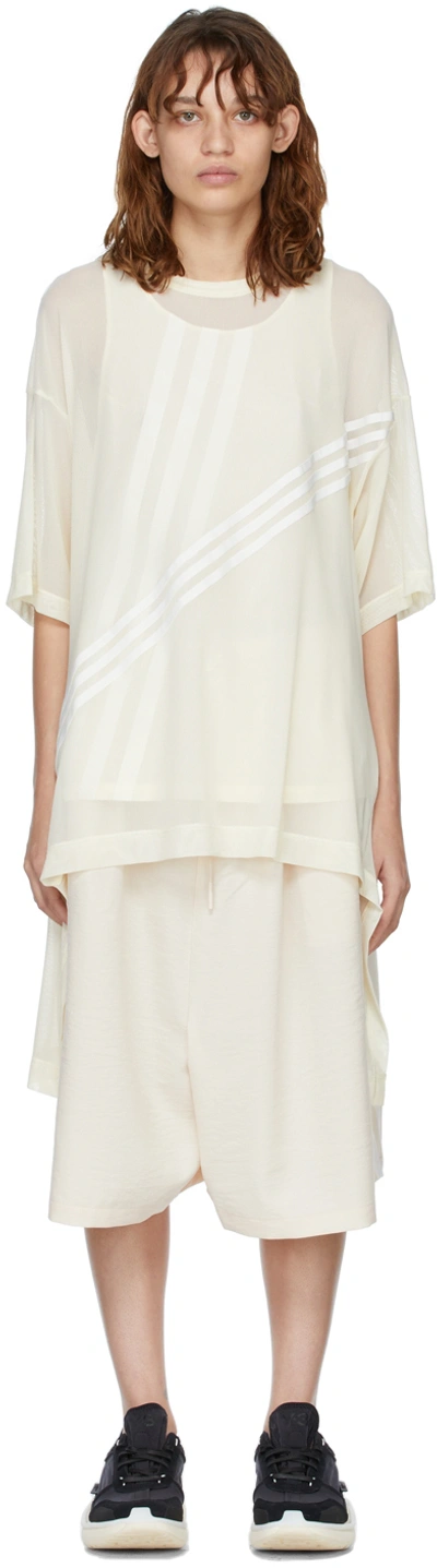 Y-3 Off-white Mesh Layered T-shirt In Cream White