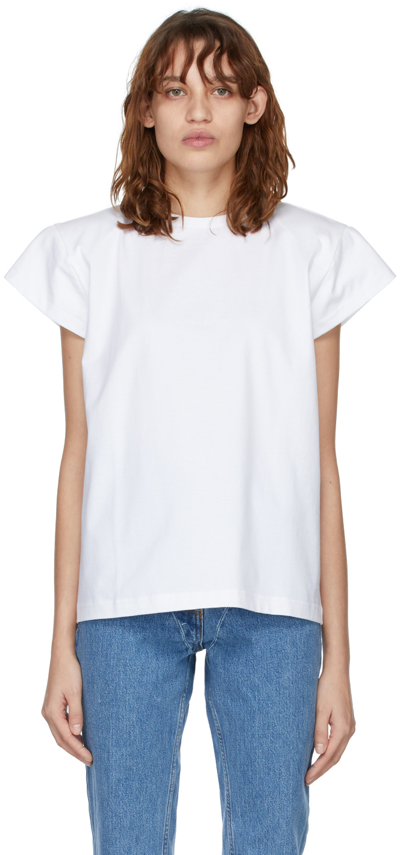 Magda Butrym White Padded Shoulder T-shirt