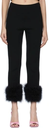 Magda Butrym Feather-trimmed Cropped Knitted Slim-leg Pants In Black