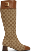 GUCCI BEIGE & TAN GG TALL BOOTS