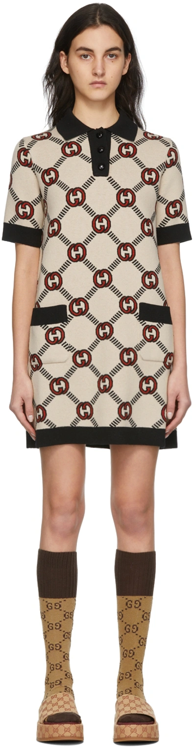 GUCCI REVERSIBLE BEIGE & BLACK WOOL SHORT SLEEVE DRESS