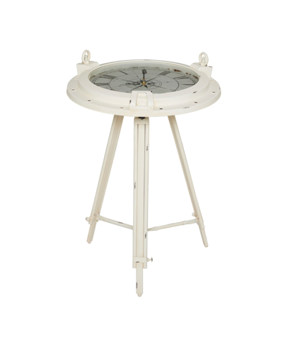 Rosemary Lane Iron Coastal Accent Table In White