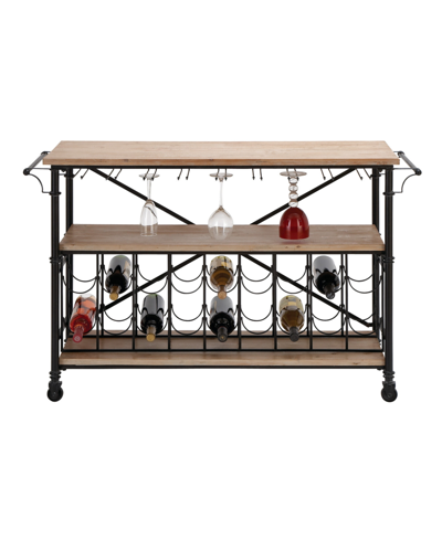 Rosemary Lane Natural Industrial Metal Wine Storage In Brown