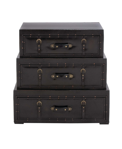 Rosemary Lane Faux Leather And Wood Traditional Chest In Black