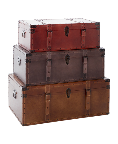 Rosemary Lane Wood Rustic Trunk, Set Of 3 In Brown