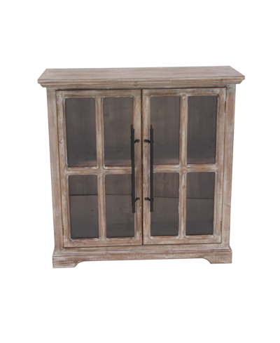 Rosemary Lane Farmhouse Rectangular Wood And Glass 2-door Cabinet In Brown