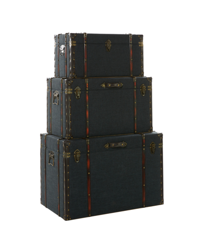 Rosemary Lane Wood Traditional Trunk, Set Of 3 In Blue