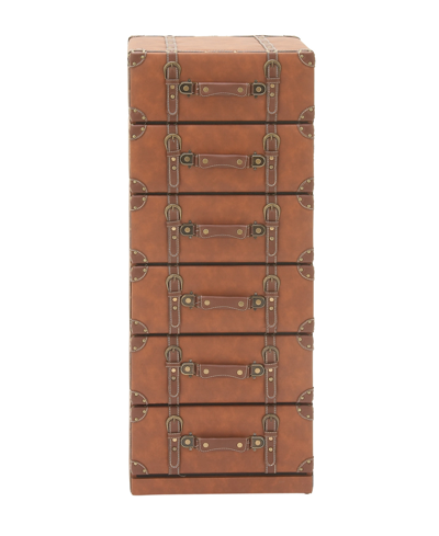 Rosemary Lane Tan Faux Leather And Wood Traditional Chest In Brown