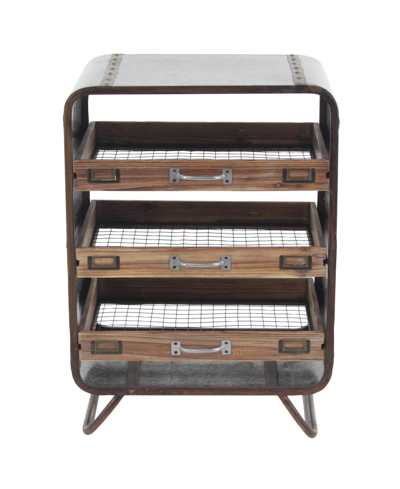 Rosemary Lane Metal Industrial Chest In Brown