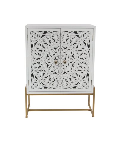 Rosemary Lane Chinese Red Pine Traditional Cabinet In White