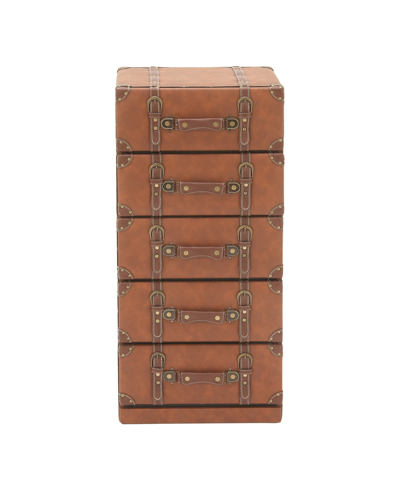Rosemary Lane Faux Leather And Wood Traditional Chest In Brown