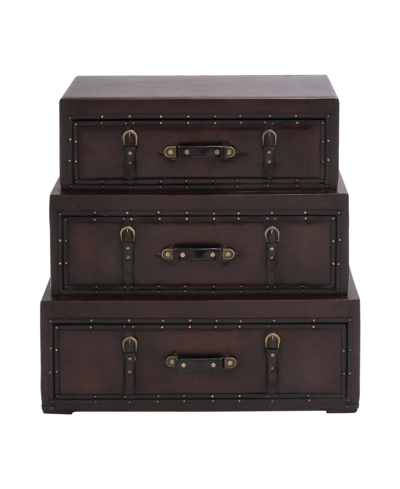 Rosemary Lane Faux Leather And Wood Traditional Chest In Brown