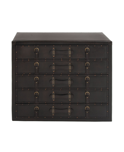 Rosemary Lane Faux Leather And Wood Traditional Chest In Black