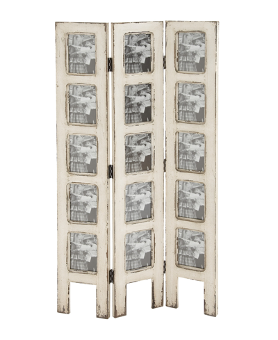 Rosemary Lane Wood Farmhouse Room Divider Screen In White