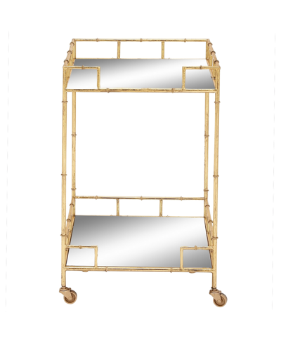 Rosemary Lane Iron Traditional Bar Cart In Gold-tone