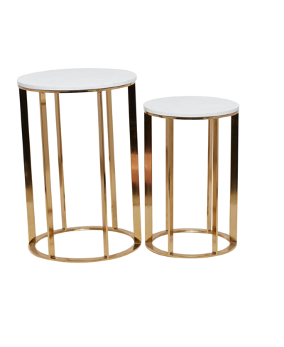 Rosemary Lane Iron Contemporary Accent Table, Set Of 2 In Gold-tone