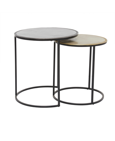 Rosemary Lane Aluminum Industrial Accent Table, Set Of 2 In Black