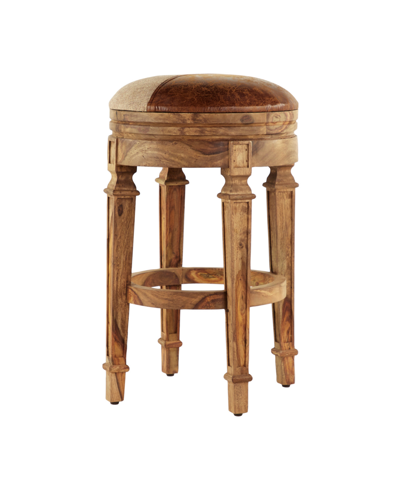Rosemary Lane Wood And Fabric Rustic Bar Stool In Brown