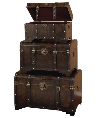 Rosemary Lane Wood Traditional Trunk, Set Of 3 In Brown