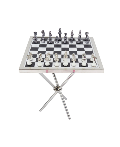 Rosemary Lane Aluminum Contemporary Game Table Set, 33 Pieces In Silver-tone