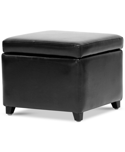 Furniture Brant Small Faux Leather Storage Cube Ottoman In Black