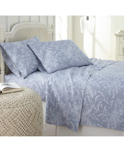 Southshore Fine Linens Ultra-soft Floral Or Solid 4-piece Sheet Set Bedding In Blue