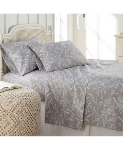 Southshore Fine Linens Ultra-soft Floral Or Solid 4-piece Sheet Set Bedding In Gray