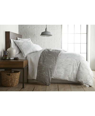 Southshore Fine Linens Modern Foliage Ultra Soft Duvet Cover And Sham Set, King In Gray