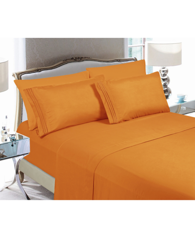 Elegant Comfort Luxury Soft Solid 3-pc. Sheet Set Twin In Orange