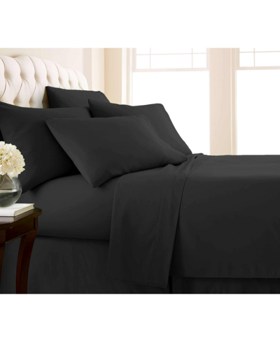 Southshore Fine Linens Sheet Set For Adjustable Mattresses With Bonus Pillowcases 7-piece Set, Split King In Black