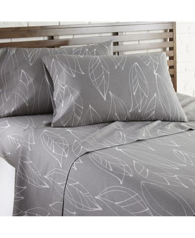 Southshore Fine Linens Modern Foliage Ultra Soft 4 Piece Sheet Sets, Queen In Gray