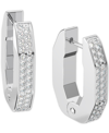 Swarovski Silver-tone Crystal Small Octagon Hoop Earrings In Silver