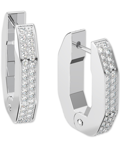 Swarovski Silver-tone Crystal Small Octagon Hoop Earrings