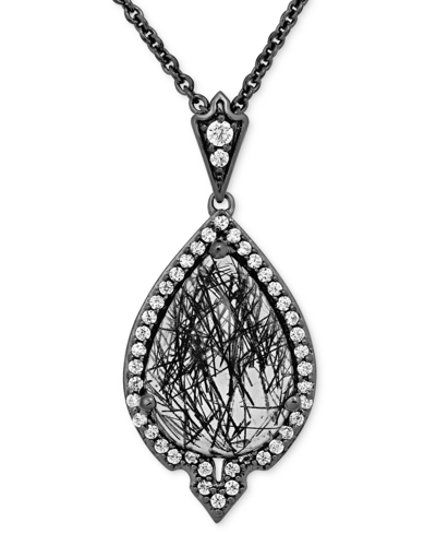 Enchanted Disney Fine Jewelry Rutile Quartz (4-5/8 Ct. T.w.) & Diamond (1/4 Ct. T.w.) Maleficent Villains Pendant Necklace In Blac In Black Rhodium-plated Sterling Silver