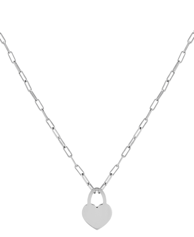 Macy's Heart Padlock Paperclip Link 18" Pendant Necklace In 18k Gold-plated Sterling Silver (also In Sterli