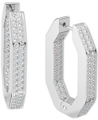 Swarovski Silver-tone Crystal Octagon Hoop Earrings