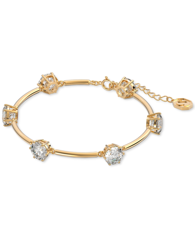 Swarovski Gold-tone Crystal Studded Bangle Bracelet In White