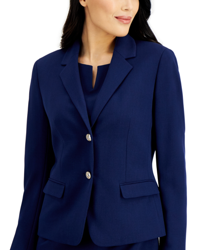 Kasper Petite Two-button Jacket In Blue