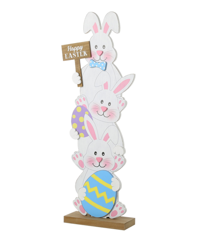 Glitzhome Wooden Easter Stacked Bunny Porch Decor, 30.75" In Multi