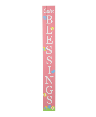 Glitzhome Easter Wooden Blessings Porch Sign, 60" In Pink