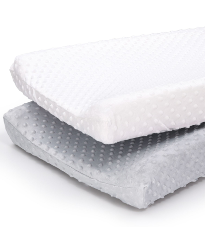 The Peanutshell 2 Pack Minky Dot Solid Changing Pad Covers Bedding In Multi