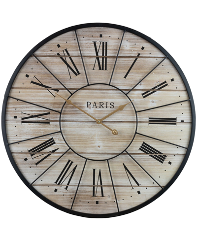 Sorbus Round Paris Oversized Wall Clock In Tan/cream/black