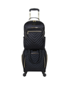 Kenneth Cole Reaction Chelsea Softside Chevron 2pc Carry-on Underseater Luggage + Matching 15" Laptop Backpack Set In Black