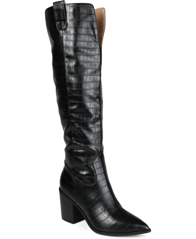 Journee Collection Women's Therese Extra Wide Calf Block Heel Knee High Dress Boots In Black