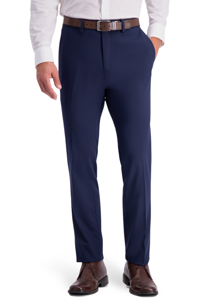 Kenneth Cole Reaction Shadow Check Slim Fit Dress Pants In Blue